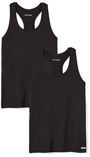 Amazon Essentials Women's Tech Stretch Relaxed-Fit Racerback Tank Top, Pack of 2, Black, X-Small