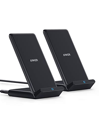 Anker Wireless Charger, 2 Pack 313 Wireless Charger (Stand), Qi-Certified for iPhone 12, 12 Pro Max, SE, 11, 11 Pro, 11 Pro Max, XR, XS Max, 10W Fast-Charging Galaxy S20, S10 (No AC Adapter)
