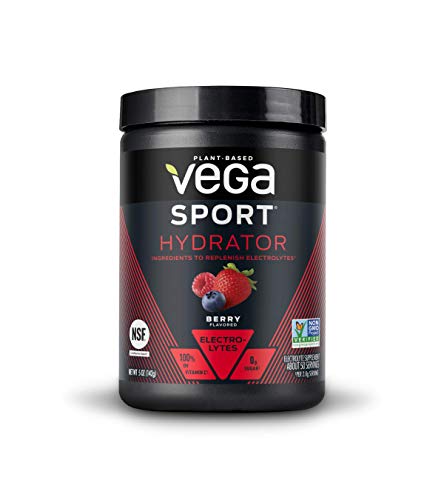 Vega Sport Hydrator, Electrolyte Powder, Berry, Post Workout Recovery Drink for Women and Men, Vitamin C, Vegan, Keto, Sugar Free, Dairy Free, Gluten Free, Non GMO (50 Servings)